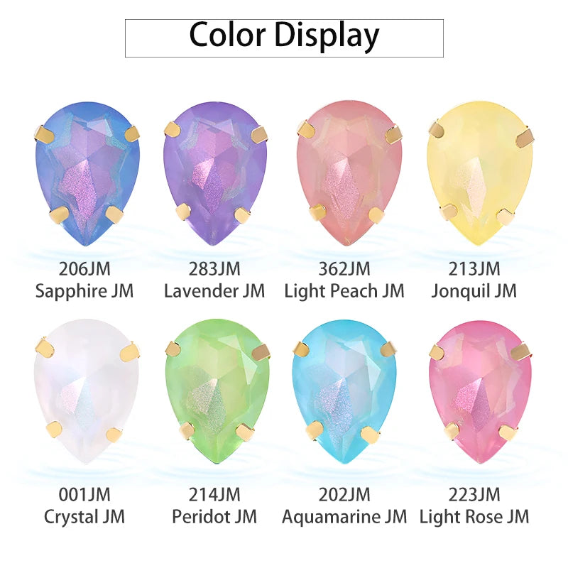Acmore Crystal Aurora Mocha Pointback Drop Shaped Crystal Stone Rhinestone With Copper Hollow Claw Sew on Garment DIY Accessories