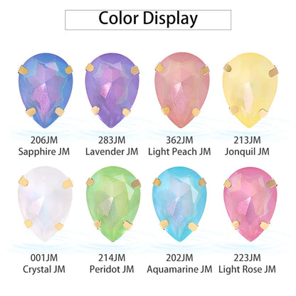 Acmore Crystal Aurora Mocha Pointback Drop Shaped Crystal Stone Rhinestone With Copper Hollow Claw Sew on Garment DIY Accessories