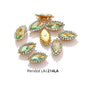 Acmore Crystal New Arrival Double-layers Navette Shape Flat Back Claw Rhinestones Golden Sunflower Sew-on Crystal Glass for Clothing