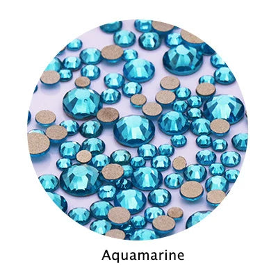 Acmore Crystal Gold Flat Back Round 40 Colors SS3-SS20 Mixed 3d Crystal ab Press on Nail Art Supplies Rhinestone Accessories