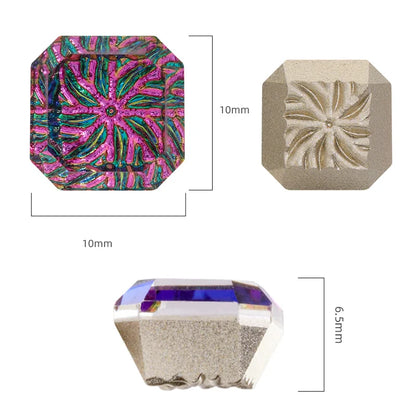 10mm Luxury Relief Princess Octagon Stones Customized Diamonds Glass Princess Shape Diamond Square Rhinestone