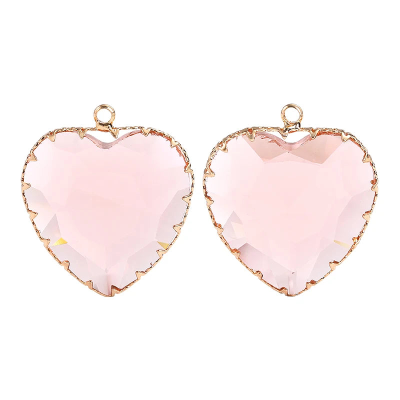 Acmore Crystal Peach Heart Transparent Crystal Glass Pendant with Claw Inlaid Rhinestone Pendant  Accessories for Earrings & Necklace