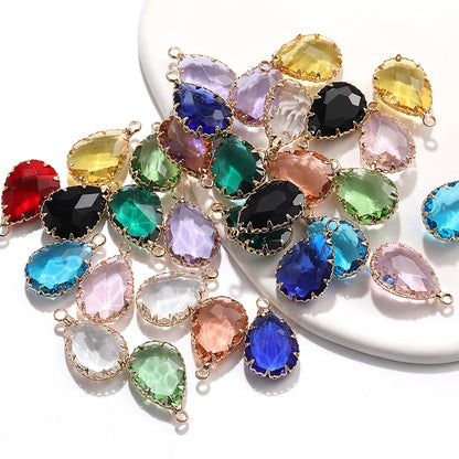 Acmore Crystal 13*18MM  Water Drop Transparent Crystal Glass Pendant with Claw Inlaid Rhinestone Pendant Accessories for Earrings & Necklace