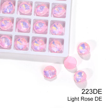 Acmore Crystal High Quality Opal Mocha DE Point Back Rivoli Shape Colorful Rhinestones Glass Crystal DIY Clothes Design