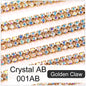 Acmore Crystal SS6-SS16 Crystal ab Stones Rhinestones Sew on Golden/white k Copper Claw Double Row Claw Cup Chain for Garment Jewelry