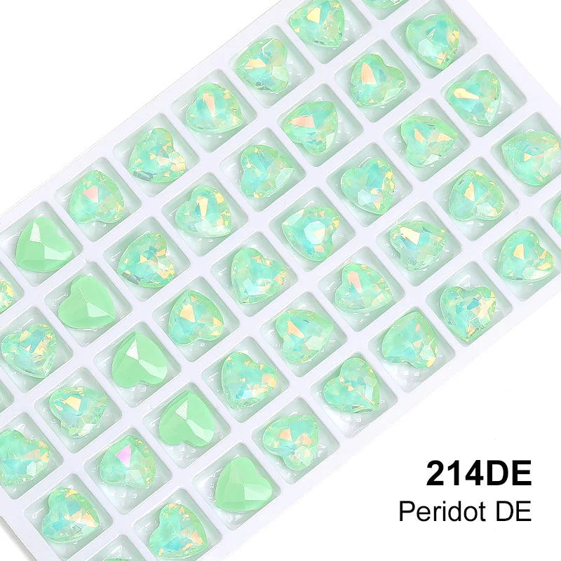 Acmore Crystal New Design Point Back Heart Shape Rhinestones Glass Crystal Stones Opal Mocha Fashion Nail Art Decoration