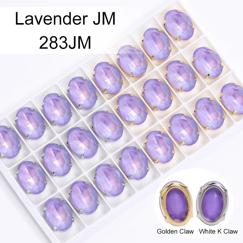 Acmore Crystal Oval Shaped Aurora Mocha K9 Glass Rhinestone With Golden Copper Hollow Claw Sewing on Clothes Garment DIY Accessories