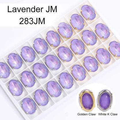 Acmore Crystal Oval Shaped Aurora Mocha K9 Glass Rhinestone With Golden Copper Hollow Claw Sewing on Clothes Garment DIY Accessories