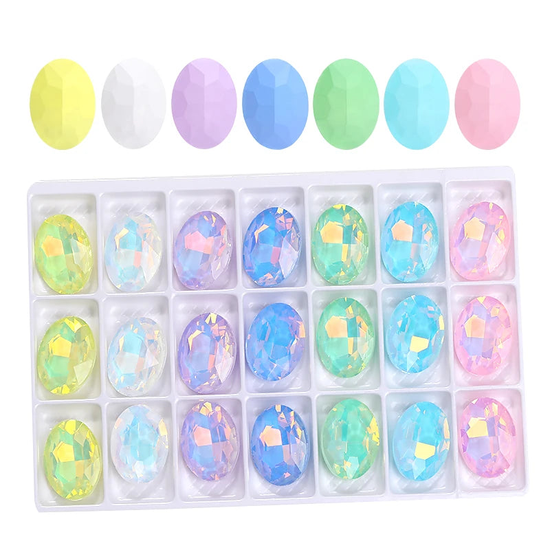 Acmore Crystal Hot Sale Opal Mocha Oval Shape New Design Loose Stones Color Point Back Loose Rhinestone Clothing Accessories DIY