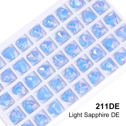 Acmore Crystal New Design Point Back Heart Shape Rhinestones Glass Crystal Stones Opal Mocha Fashion Nail Art Decoration