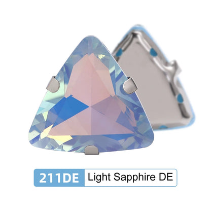 Acmore Crystal New Arrival 18MM  Triangle  Opal Mocha DE Series Rhinestone Claw  Sew on Crystal  With Claw DIY Art Decorations