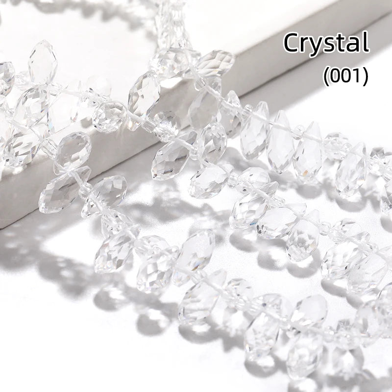 Acmore Crystal   6*12MM Water Drop Faceted Crystal Glass Beads Accessories for Bracelet Making 12 Colors  Loose Stone Glass Crafts