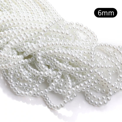 Acmore Crystal 3mm/4mm/6mm/8mm White Glass Imitation Pearl Beads with Hole ABS Loose Beads for Jewelry Making  Decoration Accessories