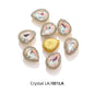 Acmore Crystal New Arrival Double-layers Drop Shape Flat Back Claw Rhinestones Golden Sunflower Sew-on Crystal Glass for Clothing