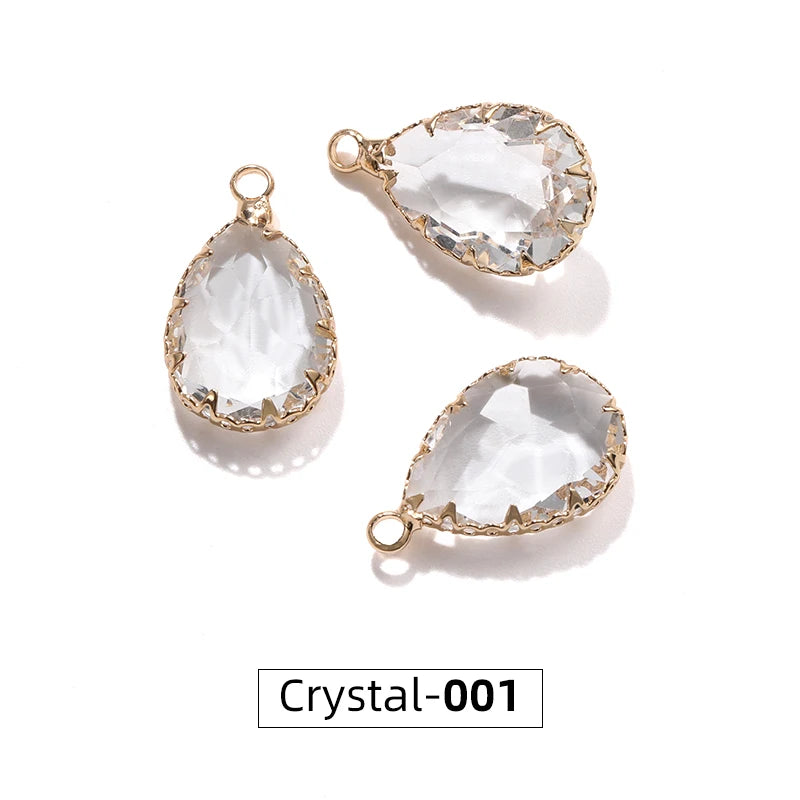 Acmore Crystal 13*18MM  Water Drop Transparent Crystal Glass Pendant with Claw Inlaid Rhinestone Pendant Accessories for Earrings & Necklace