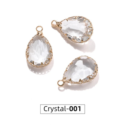 Acmore Crystal 13*18MM  Water Drop Transparent Crystal Glass Pendant with Claw Inlaid Rhinestone Pendant Accessories for Earrings & Necklace