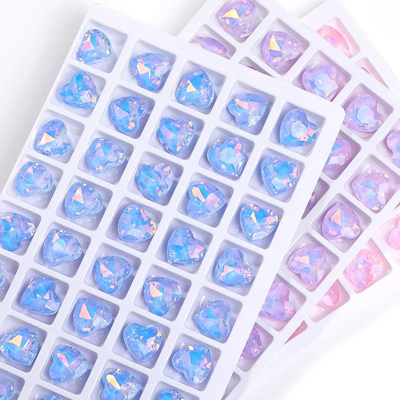 Acmore Crystal New Design Point Back Heart Shape Rhinestones Glass Crystal Stones Opal Mocha Fashion Nail Art Decoration