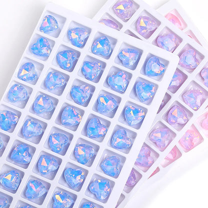 Acmore Crystal New Design Point Back Heart Shape Rhinestones Glass Crystal Stones Opal Mocha Fashion Nail Art Decoration