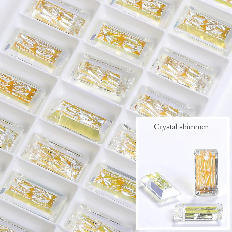 Acmore Crystal Relief Princess Baguete Shape Pendant Crystal Rhinestones Charms DIY Accessories for Necklace Earring Brooch Headwear