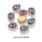 Acmore Crystal New Arrival Double-layers Drop Shape Flat Back Claw Rhinestones Golden Sunflower Sew-on Crystal Glass for Clothing