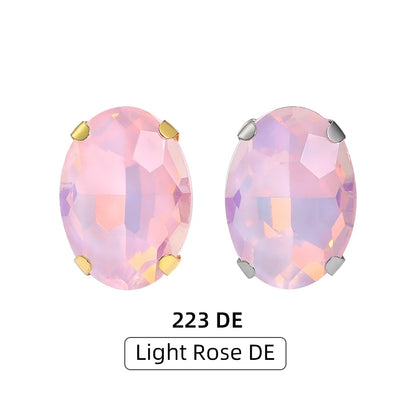 Acmore Crystal Wholesale High Quality Sew on Four Claws  Oval Shape Strass Flatback Glass Rhinestones Wedding Dress Crafts