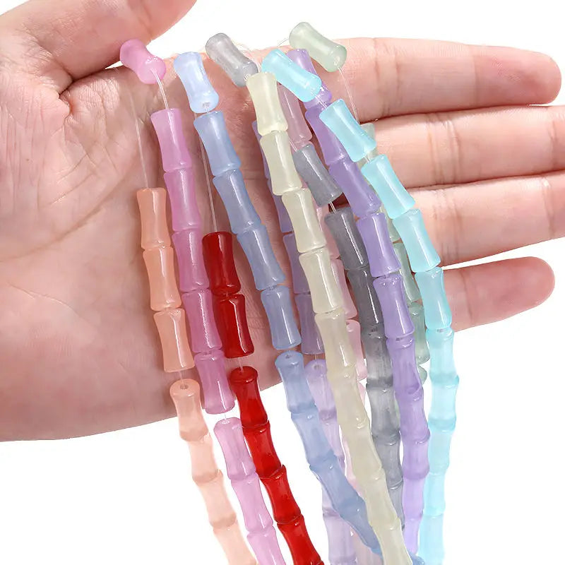 Acmore Crystal  Factory Sale 6*13mm Beads Bamboo Joint Bulk  Glass Crystal Loose Beads for Necklace Making DIY Jewelry