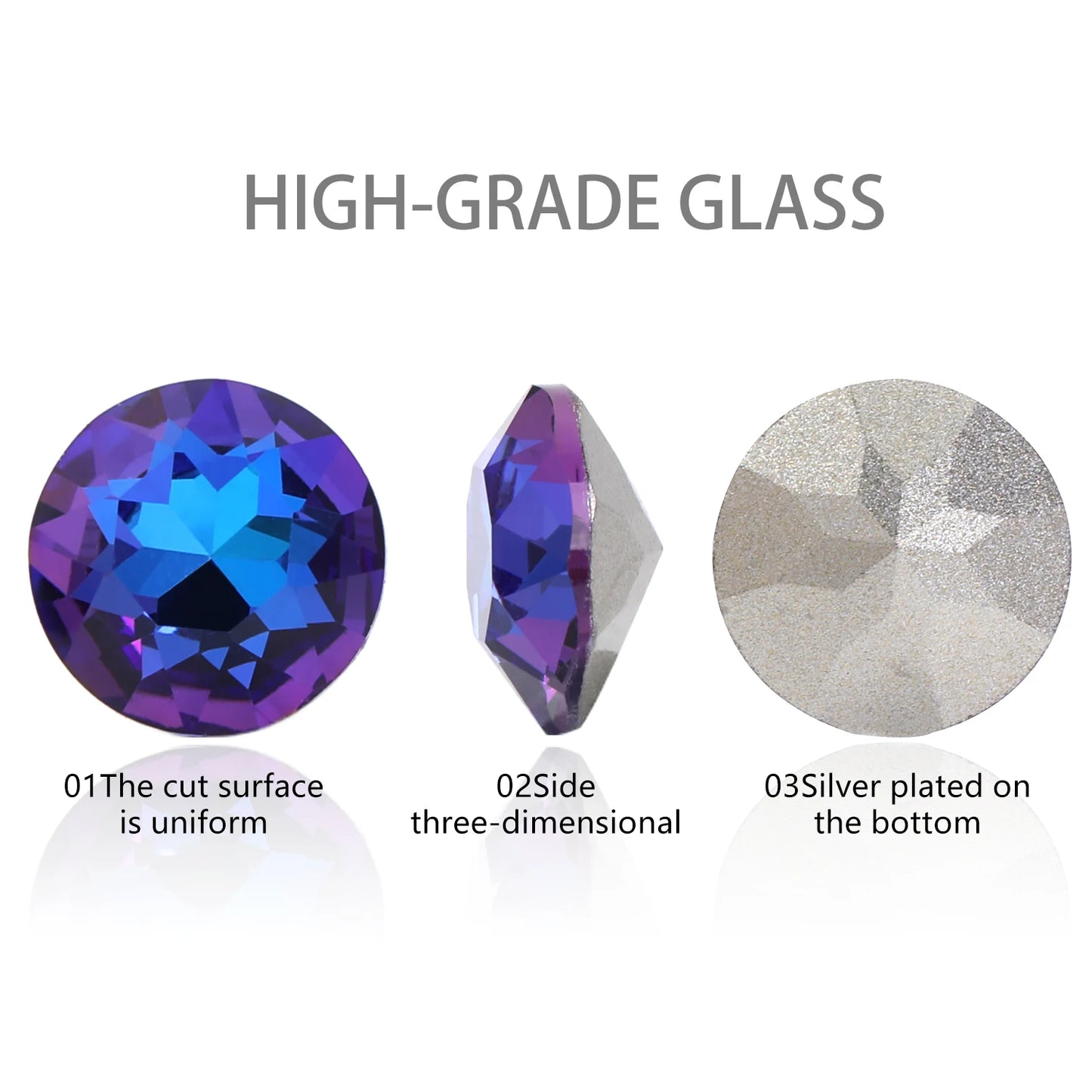 Acmore Crystal Gemstone Flower Round K9 Glass Rhinestones Crystal Pointback Glue on Clothing Making Nail Art Garment Crafts Jewelry