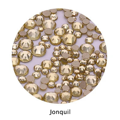 Acmore Crystal Gold Flat Back Round 40 Colors SS3-SS20 Mixed 3d Crystal ab Press on Nail Art Supplies Rhinestone Accessories