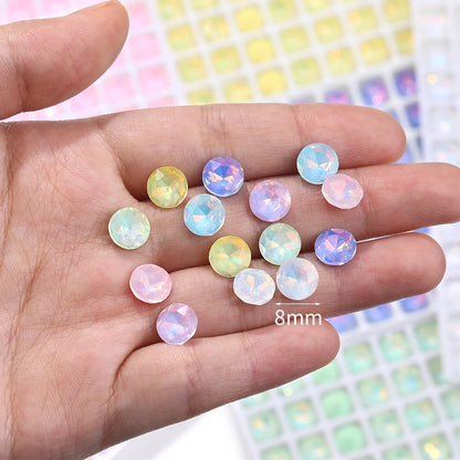 Acmore Crystal New Size Gemstone Flower Shape Glue on Opal Mocha DE Loose Point Back Glass Rhinestones Crystal Jewelry DIY Decoration