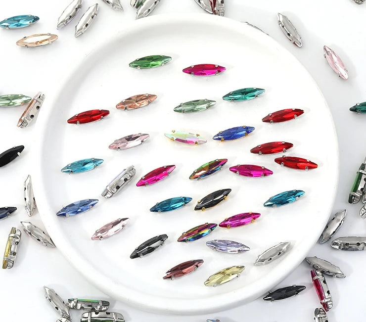 Navette Crystal Fancy Stone With D Claw Setting for Sew on Wedding Dress