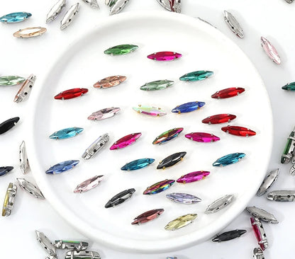 Navette Crystal Fancy Stone With D Claw Setting for Sew on Wedding Dress