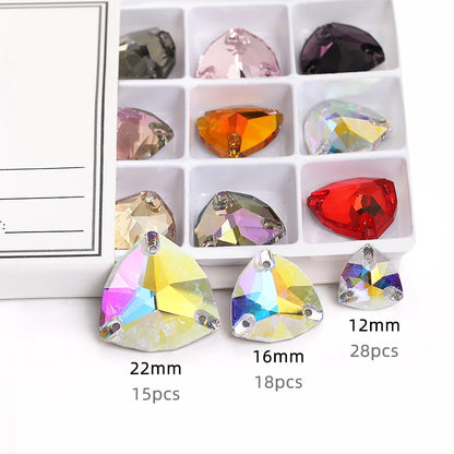 Acmore Crystal Fat Triangle Hot Selling DIY Shiny Crystal K9 Glass Sew on Rhinestone Fancy Stones Strass for Wedding Dress Decoration
