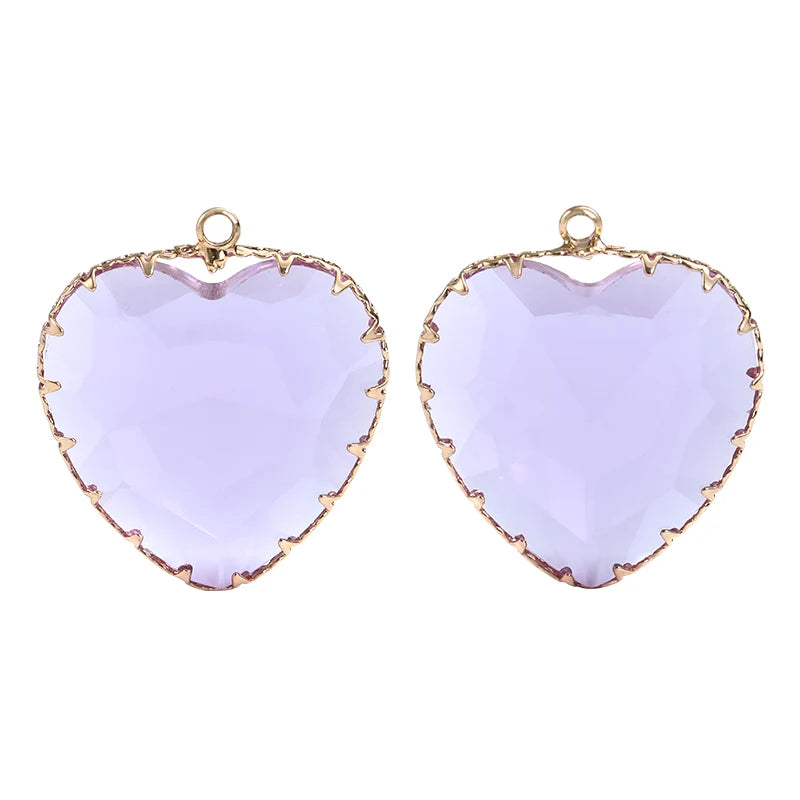 Acmore Crystal Peach Heart Transparent Crystal Glass Pendant with Claw Inlaid Rhinestone Pendant  Accessories for Earrings & Necklace