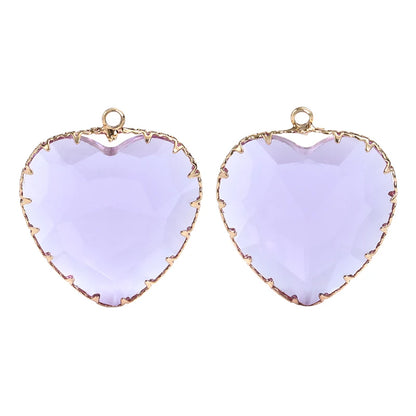 Acmore Crystal Peach Heart Transparent Crystal Glass Pendant with Claw Inlaid Rhinestone Pendant  Accessories for Earrings & Necklace