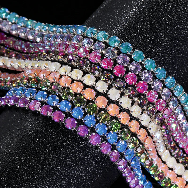 Acmore Crystal Hot Sale SS4-SS12 MI Series Color Shiny Round Stone Glass Silver Claw Rhinestones Chain Art Supplies DIY Accessories