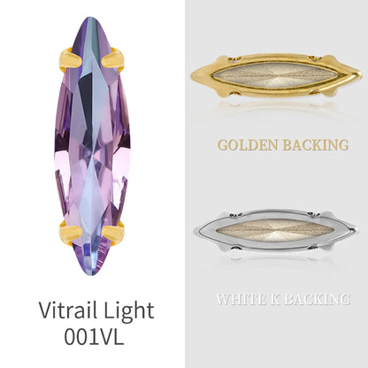 20 Colors Rhinestones Claw Settings Sew on Stones Crystal Rhinestones Gold Navette Claw Stones Navette Claw Stones