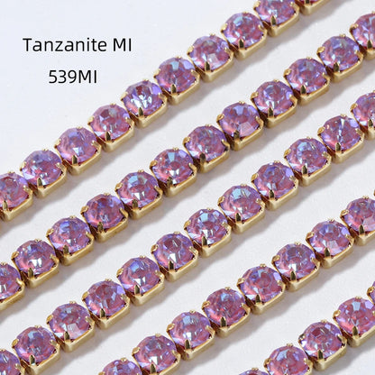 Acmore Crystal New SS4-SS16 Size MI Round Shape Glass Stones Copper Claw Rhinestones Chain Sew on Crystal Direction DIY Rhinestone