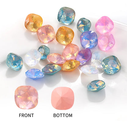 Acmore Crystal High Quality Cushion Shape Protein Mocha Series 8mm/10mm Pointback Crystal Stones Rhinestones for Jewelry Making Garment