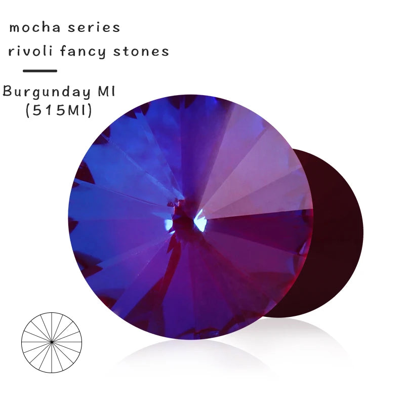 Acmore Crystal10mm/12mm Wholesale Different Colors Shapes Mocha Rivoli Crystal Rhinestones Glass Fancy Stones for Jewelry Set