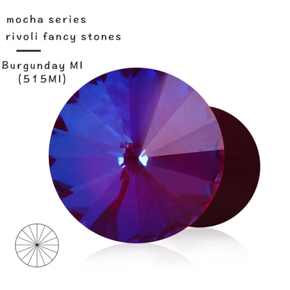 Acmore Crystal10mm/12mm Wholesale Different Colors Shapes Mocha Rivoli Crystal Rhinestones Glass Fancy Stones for Jewelry Set