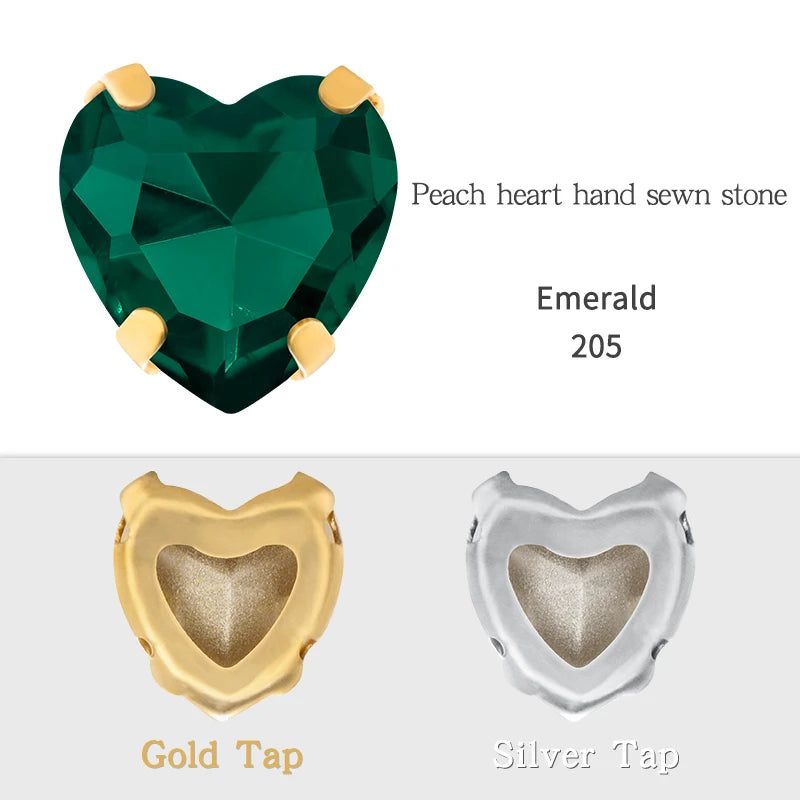 Crystal Ab Color Heart Shape Sewing Rhinestones With Golden Silver Claw Setting Peach Heart Hollow Claw Rhinestone
