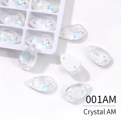 Acmore Crystal Drop Shape New  Color Series Crystal Flatback Sew on Rhinestone for Garment Shoes Bag Decoration