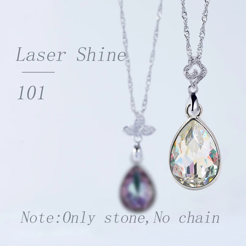 Acmore Crystal Drop Shaped Fancy Shiny Colors K9 Crystal Stones Alloy Back Pendant Necklace Deco Charms Jewelry Rhinestones Accessories