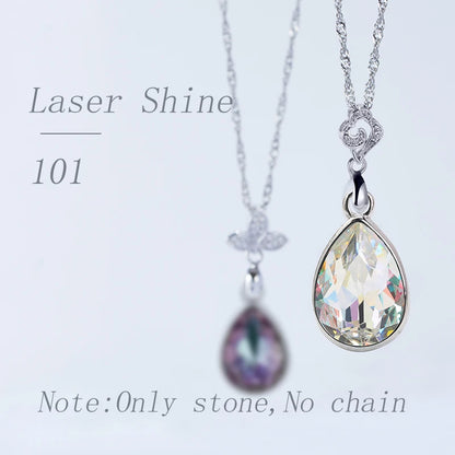 Acmore Crystal Drop Shaped Fancy Shiny Colors K9 Crystal Stones Alloy Back Pendant Necklace Deco Charms Jewelry Rhinestones Accessories