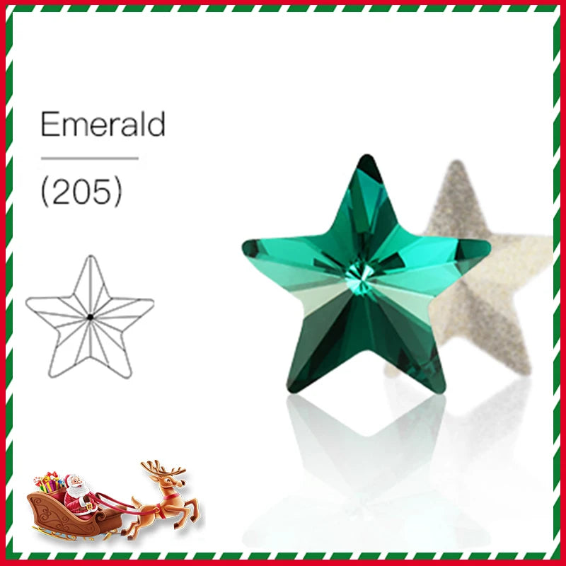 Acmore Crystal Christmas Series Star Shaped Crystal Stone Pointback Rhinestones Glass Nail Art Supplies Jewelry Decoration Diy Strass