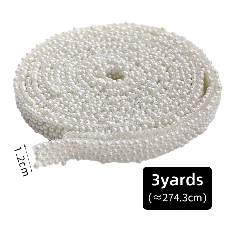 Acmore Crystal Factory Customized 1.2cm Width ABS Imitation Pearl Rhinestone Resin Strips  DIY Jewelry Accessories for Shoes & Bag