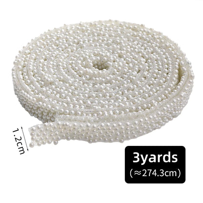 Acmore Crystal Factory Customized 1.2cm Width ABS Imitation Pearl Rhinestone Resin Strips  DIY Jewelry Accessories for Shoes & Bag