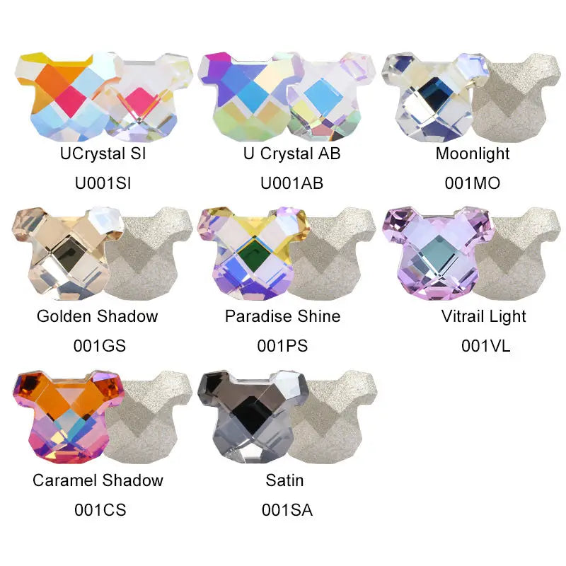 Acmore Crystal New Design Bear Shape Glass Fancy Jewelry Rhinestones Stone Strass K9 3D Crystal Pointback Glue on Nail Art Clothing