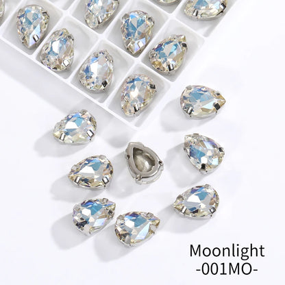 Acmore Crystal Crystals Rhinestone With Claw Strass Gems Sew on Rhinestone Drop Shape Crystal Fancy Stone With Claw for Garment