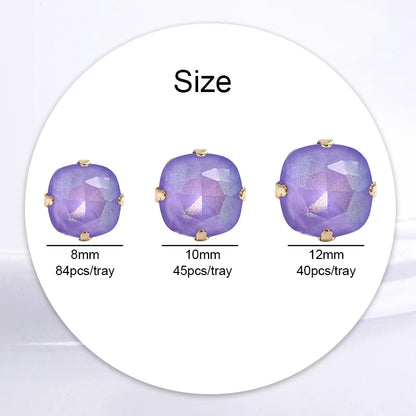 Acmore Crystal Cushion Aurora Mocha Color K9 Glass Crystal Stones Rhinestone With Hollow Copper Claw Setting Sew on Garment Apparel